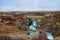 Beauty waterfall Hraunfossar on the Iceland