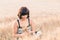 Beauty woman in barley field