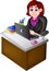 Beauty woman career cartoon sitting in office room