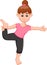 Beauty woman cartoon exercing yoga sport standing on one leg
