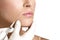 Beauty woman close up injecting cosmetic treatment