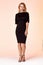 Beauty woman model wear stylish design trend clothing black skinny dress casual formal office style for work meeting walk party