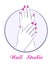 Beauty women hands with manicure, fashion salon symbol