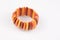 Beauty wood orange bracelet beads in white background