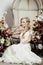 Beauty young bride alone in luxury vintage