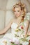 Beauty young bride alone in luxury vintage