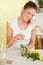 Beauty, young girl making lemon water