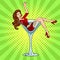 Beauty young woman in glass for alcohol pop art