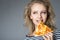 Beauty young woman with pizza