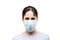 Beauty young woman wearing respiratory protective medical mask