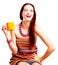 Beauty young woman with yellow cup