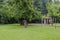 Beautyful landscape with chapel  after rain in cool nook of park Rila