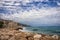 Beauytiful sea landscape of Menton, France..Beautiful seascape with a cloudy sky