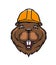 Beaver animal mascot in builder hardhat