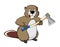 Beaver with an ax