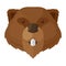 Beaver brown head icon, wild nature animal