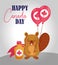Beaver with canadian balloons vector design
