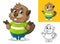 Beaver with Confused Gesture Cartoon Character Mascot Illustration