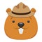 beaver face with hat cartoon character