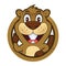 Beaver giving thumbs up in round frame