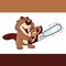 Beaver holding a chainsaw in his hands, vector illustration