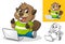 Beaver with Laptop Computer Cartoon Character Mascot Illustration