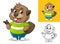 Beaver with Presenting Hand Gesture Cartoon Character Mascot Illustration