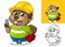 Beaver with Safety Gear Holding Repair Equipment Cartoon Character Mascot Illustration