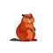 Beaver walks over and looks around in surprise. Front view. Cartoon character of a small mammal animal. A wild forest