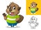 Beaver with Waving Hand Gesture Cartoon Character Mascot Illustration