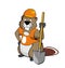 Beaver wearing a helmet and holding a spade