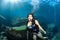 Beaytiful Latina Mexican Diver underwater