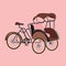 Becak rickshaw indonesia jakarta icon flat vector illustration transportation