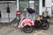 Becak, traditional rikshaw transport on streets of Yogyakarta Java Indonesia.