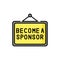 Become a sponsor line icon. Business crowdfunding and Finance