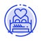 Bed, Love, Lover, Couple, Valentine Night, Room Blue Dotted Line Line Icon