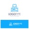 Bed, Love, Lover, Couple, Valentine Night, Room Blue Outline Logo Place for Tagline