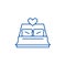 Bed newlyweds line icon concept. Bed newlyweds flat  vector symbol, sign, outline illustration.