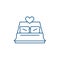 Bed newlyweds line icon concept. Bed newlyweds flat  vector symbol, sign, outline illustration.