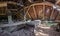 bed in overgrown attic panorama