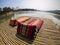 Bed rest is made of bamboo beside the Lake / Thailand South-East Asia