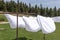 Bed sheet drying in the wind