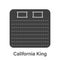 Bed Size Dimension. Mattress California King Silhouette Icon. Bed Length Measurement for Bedchamber in Hotel or Home