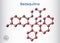 Bedaquiline antituberculosis drug molecule. It is diarylquinoline antimycobacterial medication. Molecule model. Sheet of paper in