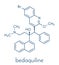 Bedaquiline tuberculosis drug. Diarylquinoline antibacterial used in treatment of mycobacterium tuberculosis infections. Skeletal.