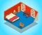 Bedchamber concept banner, isometric style