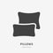 Bedding, bedroom decorations flat glyph icon. Vector illustration of pillows, cushion. Solid silhouette logo for