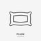 Bedding, bedroom decorations flat line icon. Vector illustration of pillows, cushion. Thin linear logo for interior