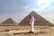 Bedouin in the area with the great pyramids of Giza, Egypt