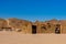 Bedouin building of palm twigs in a desert not far from Hurghada city, Egypt